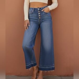 Good Hart High Rise Wide Leg Cropped Denim - Button Front - Size 0